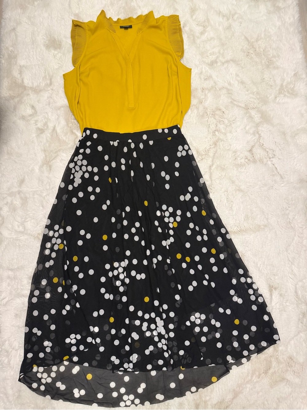 Alfani 2-Piece Matching Set | Ruffle Sleeve Blouse 1X & Midi Skirt 0X - Picture 3 of 8